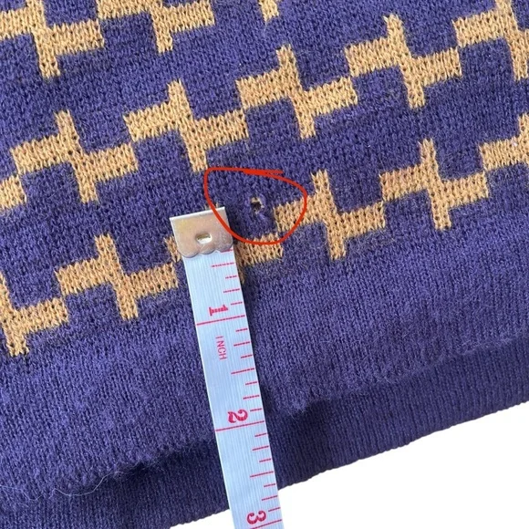 Vintage abstract knit purple and mustard yellow midi pencil skirt 44 - Picture 11 of 13